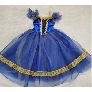 Revolution Navy Blue Gold Tulle Ballet Classical Dance Costume Girl Kid MC 10 12